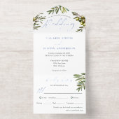 Olive Rustic Wedding All In One Uitnodiging (Binnenkant)
