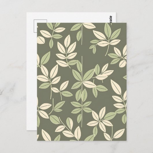 Olive Sage Botanical Leaves Pattern Briefkaart (Voorkant / Achterkant)