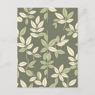 Olive Sage Botanical Leaves Pattern Briefkaart