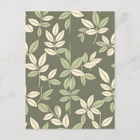 Olive Sage Botanical Leaves Pattern Briefkaart (Voorkant)