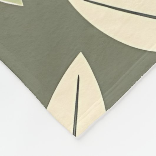 Olive Sage Botanical Leaves Pattern  Fleece Deken (Hoek)