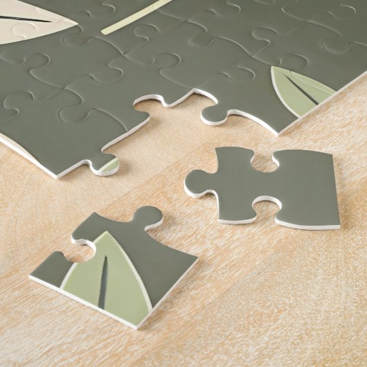 Olive Sage Botanical Leaves Pattern Legpuzzel (Zijkant)