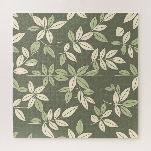 Olive Sage Botanical Leaves Pattern Legpuzzel (Horizontaal)