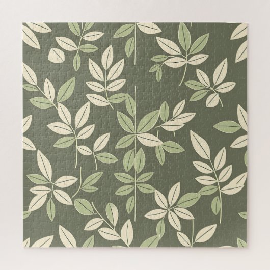 Olive Sage Botanical Leaves Pattern Legpuzzel (Verticaal)