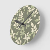 Olive Sage Botanical Leaves Pattern Ronde Klok (Hoek)