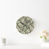 Olive Sage Botanical Leaves Pattern Ronde Klok (Huis)