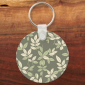 Olive Sage Botanical Leaves Pattern  Sleutelhanger (Achterkant)