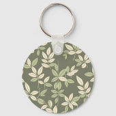 Olive Sage Botanical Leaves Pattern  Sleutelhanger (Achterkant)