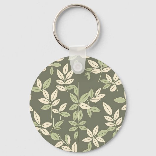 Olive Sage Botanical Leaves Pattern  Sleutelhanger (Achterkant)