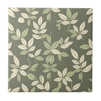 Olive Sage Botanical Leaves Pattern Tegeltje