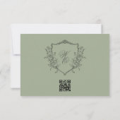 Olive Sage Crest Classic QR CODE Trouwwebsite RSVP Kaartje (Achterkant)