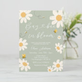 Olive Sage Daisy Retro Bay Bee Baby shower Kaart (Staand voorkant)