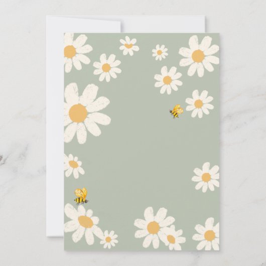 Olive Sage Daisy Retro Bay Bee Baby shower Kaart (Achterkant)