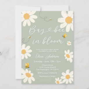 Olive Sage Daisy Retro Bay Bee Baby shower Kaart