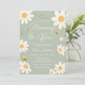 Olive Sage Daisy Retro Mama naar Bee Baby shower Kaart (Staand voorkant)