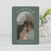 Olive Sage Green Arch Modern Photo Verloving Save The Date (Staand voorkant)