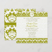 Olive Sage Green Floral Damask Monogram Kaart (Voorkant / Achterkant)