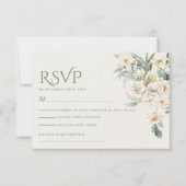 Olive Sage Green Ivoor Bloemen Botanische bruiloft RSVP Kaartje (Voorkant)