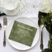 Olive Sage Groene Shimmer Faux Burlap QR Code All In One Uitnodiging