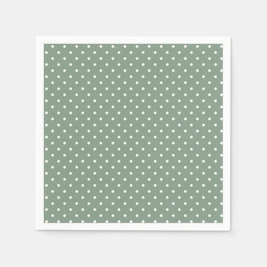 Olive Sage Polka Dots Patroon Papier servet (Voorkant)