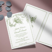 Olive Sage Toile de Jouy Paris Wedding Invitation