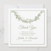 Olive Sage Toile de Jouy Wedding Thank You Card Bedankkaart (Voorkant)