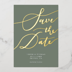 Olive Save the Date Calligraphy Folie Uitnodiging