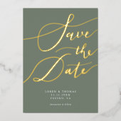Olive Save the Date Calligraphy Folie Uitnodiging (Voorkant)