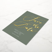 Olive Save the Date Calligraphy Folie Uitnodiging (Gedraaid)