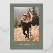 Olive Save the Date Calligraphy Folie Uitnodiging (Achterkant)