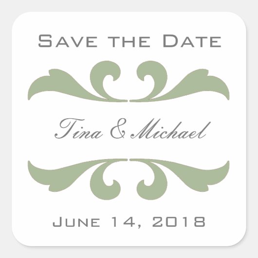 Olive Save the Date Stickers and Seals (Voorkant)