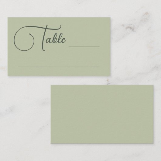 Olive Script Tafel Bruiloft Escort Kaart Plaatskaartje (Voorkant / Achterkant)