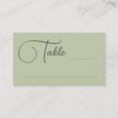 Olive Script Tafel Bruiloft Escort Kaart Plaatskaartje (Voorkant)
