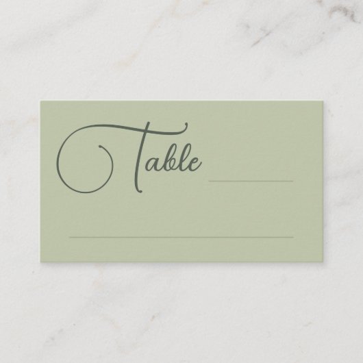 Olive Script Tafel Bruiloft Escort Kaart Plaatskaartje (Voorkant)