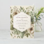 Olive Serene Foliage Wedding Kaart (Staand voorkant)