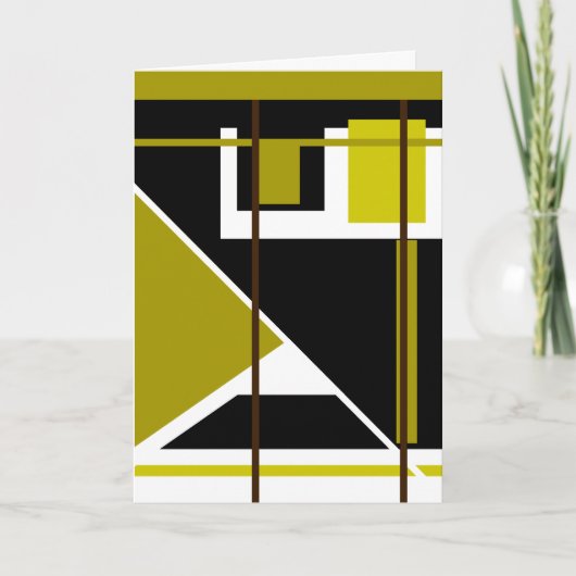 Olive Shades Black White Geometric Abstract Kaart (Voorkant)