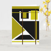 Olive Shades Black White Geometric Abstract Kaart (Gele Bloem)