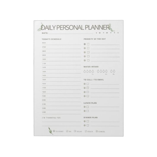 Olive Simple Daily Planner Notitieblok (Linkerzijde)