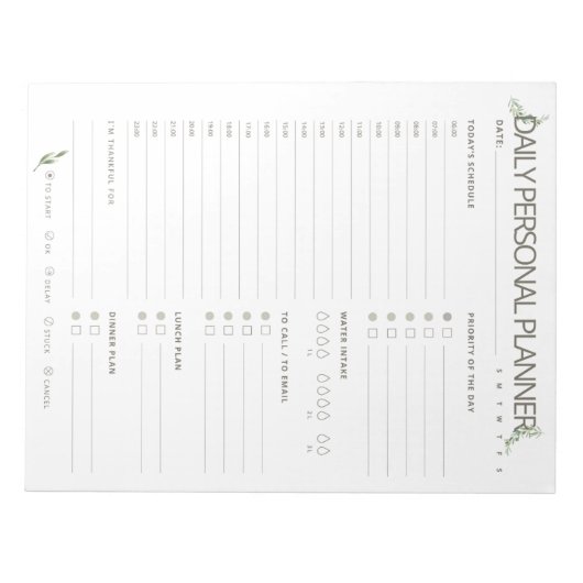 Olive Simple Daily Planner Notitieblok (Voorkant)