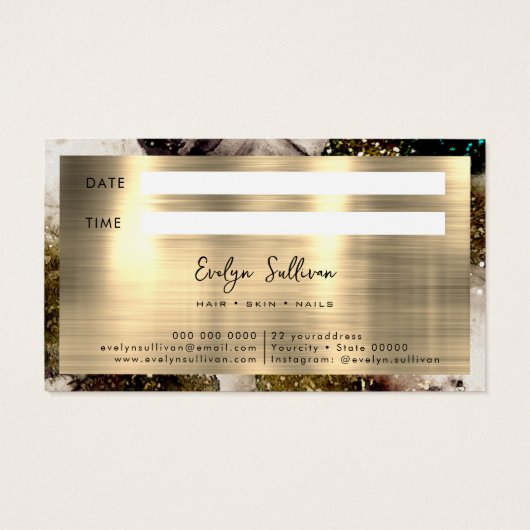 Olive smaragdgroene waterverf afspraakkaart visitekaartje (Achterkant)