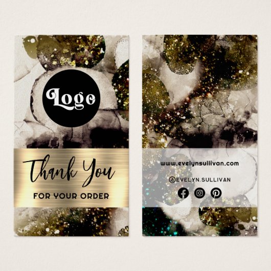 Olive smaragdgroene waterverf bijsluiter visitekaartje (Voorkant /achterkant)