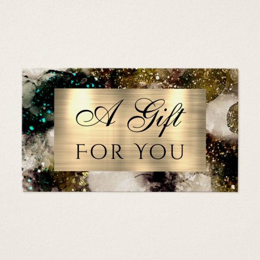 Olive smaragdgroene waterverf cadeaubon visitekaartje (Voorkant)