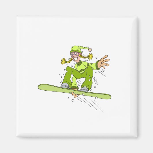 Olive Snowboard Girl Magneet (Voorkant)
