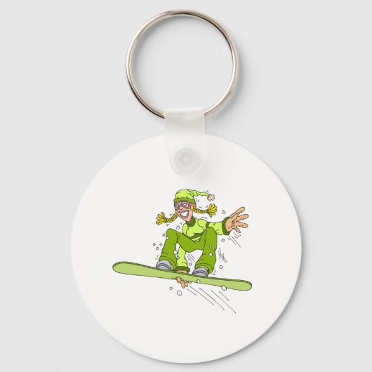 Olive Snowboard Girl Sleutelhanger (Voorkant)