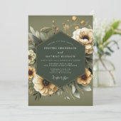 Olive Somber Anemone Wedding Kaart (Staand voorkant)