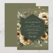 Olive Somber Anemone Wedding Kaart (Voorkant / Achterkant)