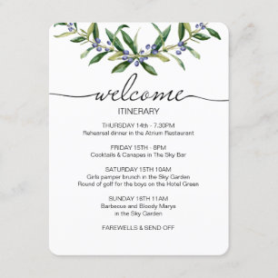 Olive Spring Trouwroute Welkom Favor Informatiekaartje
