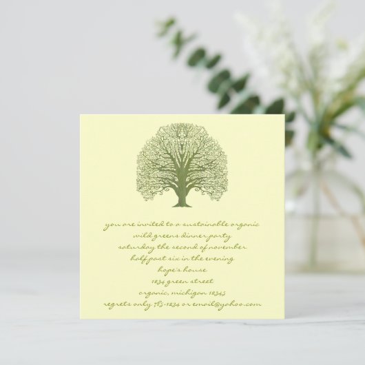Olive Swirl Tree Invitation Kaart (Staand voorkant)
