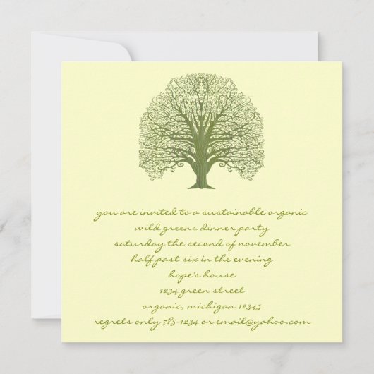 Olive Swirl Tree Invitation Kaart (Voorkant)