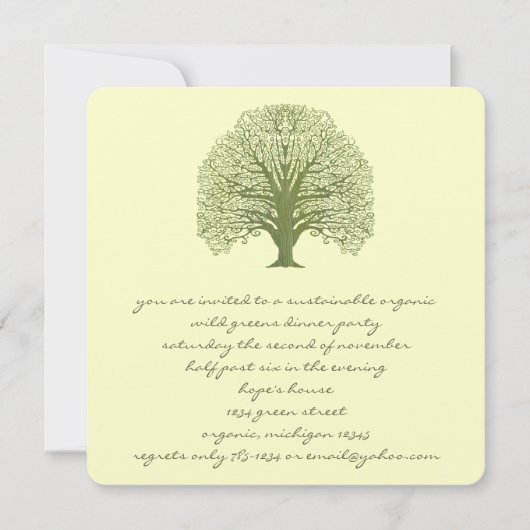 Olive Swirl Tree Invitation Kaart (Voorkant)
